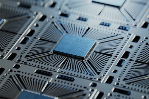 Microchip placed on semiconductor test fixture